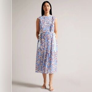 NWT Ted Baker London Tindraa Frill Floral Midi Poppy Blue Dress | 4